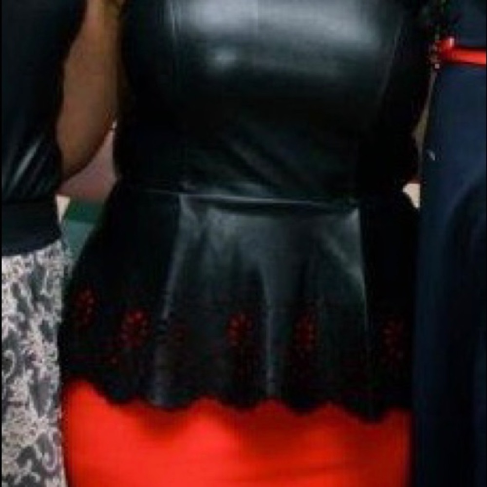 Faux leather peplum top